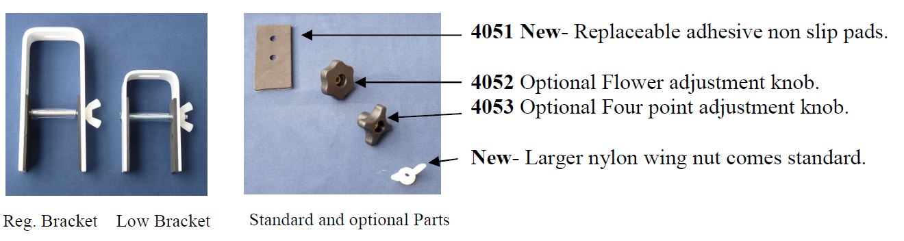 Regular brackets, Low brackets, Model 4051, Model 4052 and Model 4053